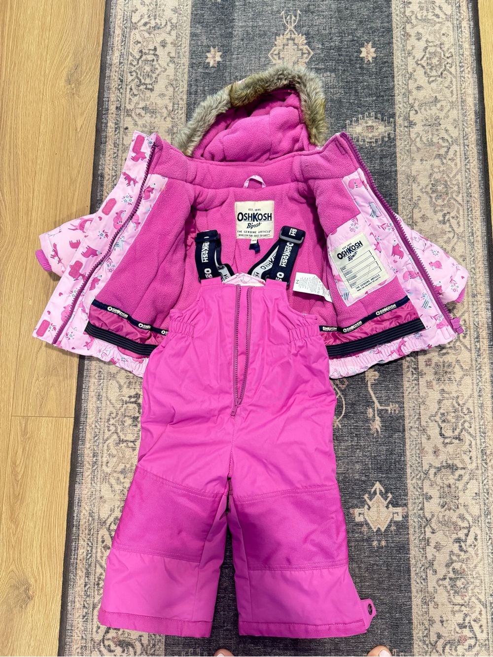 OshKosh B'gosh Hot Pink Girls 2-Piece Snow Jacket & Bib Pants